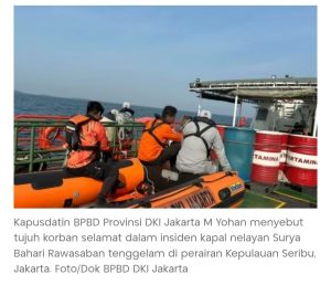 Tujuh Korban Selamat dalam Insiden Kapal Nelayan Tenggelam di Kepulauan Seribu